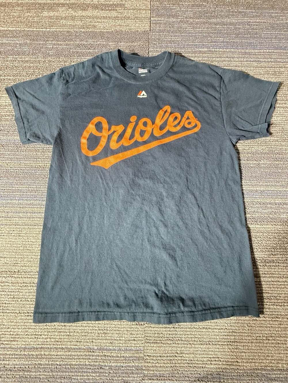 Majestic Baltimore Orioles T-Shirt Size M Black Wordmark Logo